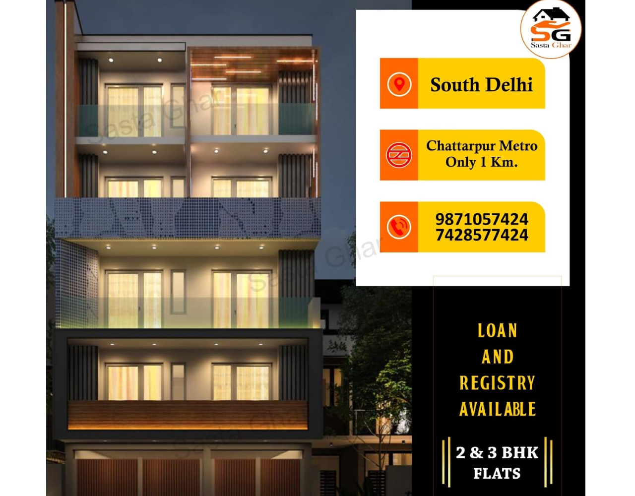 3 BHK flats Chattarpur Extension