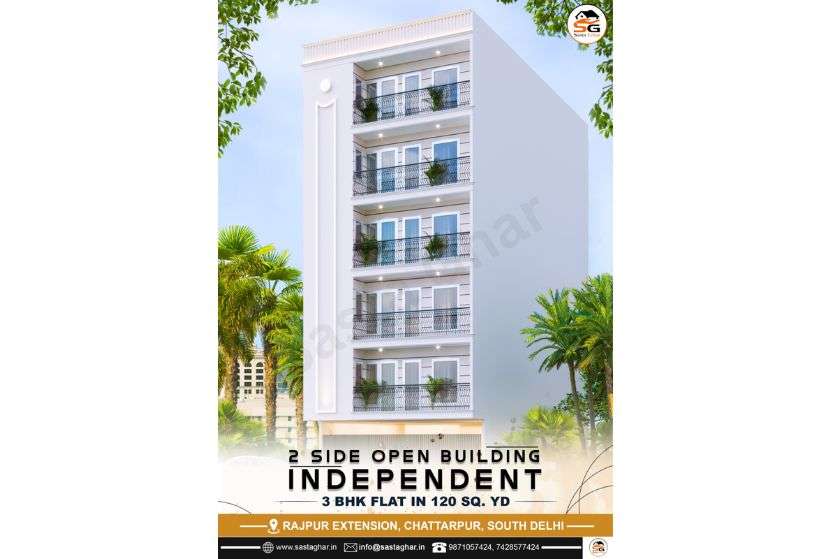 Independent 3 BHK Flat In Two Side Open Building