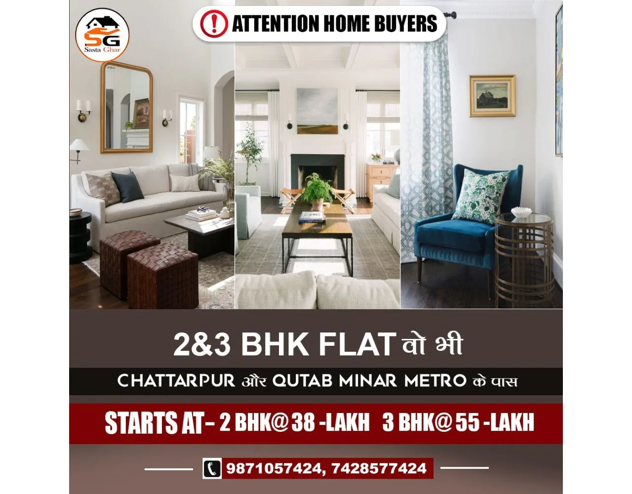 Average Cost Of 2 & 3BHK In Chattarpur